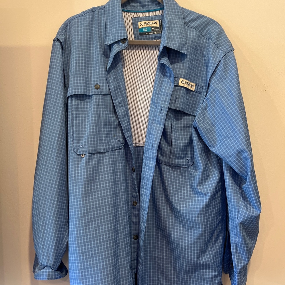 Magellan Outdoors Men's Blue Plaid Shirt Jacket